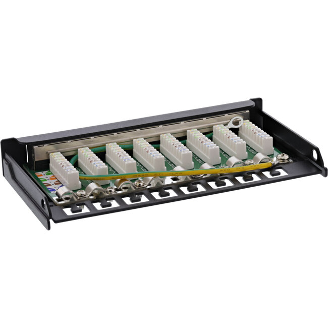 InLine® Patch panel Cat.6A 0.5U 8-port, table/wall mounting, black RAL9005