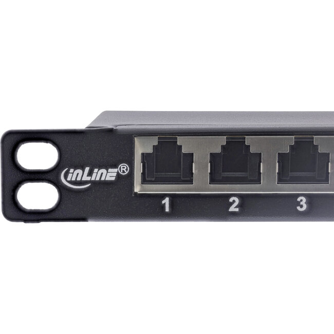 InLine® 10" patch panel Cat.6A 0.5U 12-port, with dust protection, black