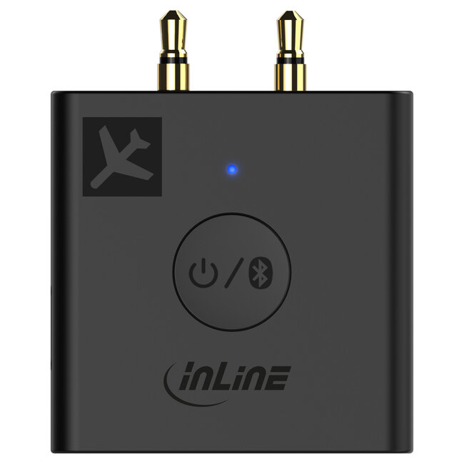 InLine® Airplane Bluetooth Audio Transmitter, BT 5.0, aptX HD/LL, Flight Adapter with Charging Case