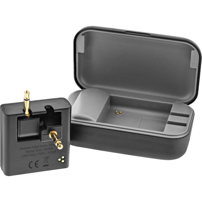 InLine® Airplane Bluetooth Audio Transmitter, BT 5.0, aptX HD/LL, Flight Adapter with Charging Case