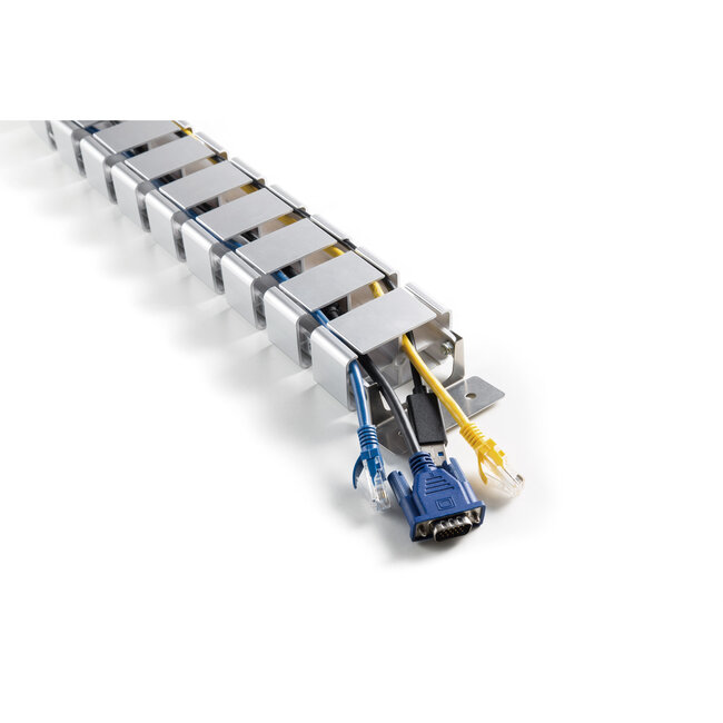 InLine® Cable duct flexible for height-adjustable desks, 4 compartments, 68x36mm max. 1.28m, grey