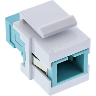 InLine® InLine® Fiber optical Keystone Snap-in adaptor white, simplex SC/SC, MM, aqua, ceramic sleeve