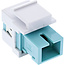 InLine® Fiber optical Keystone Snap-in adaptor white, simplex SC/SC, MM, aqua, ceramic sleeve