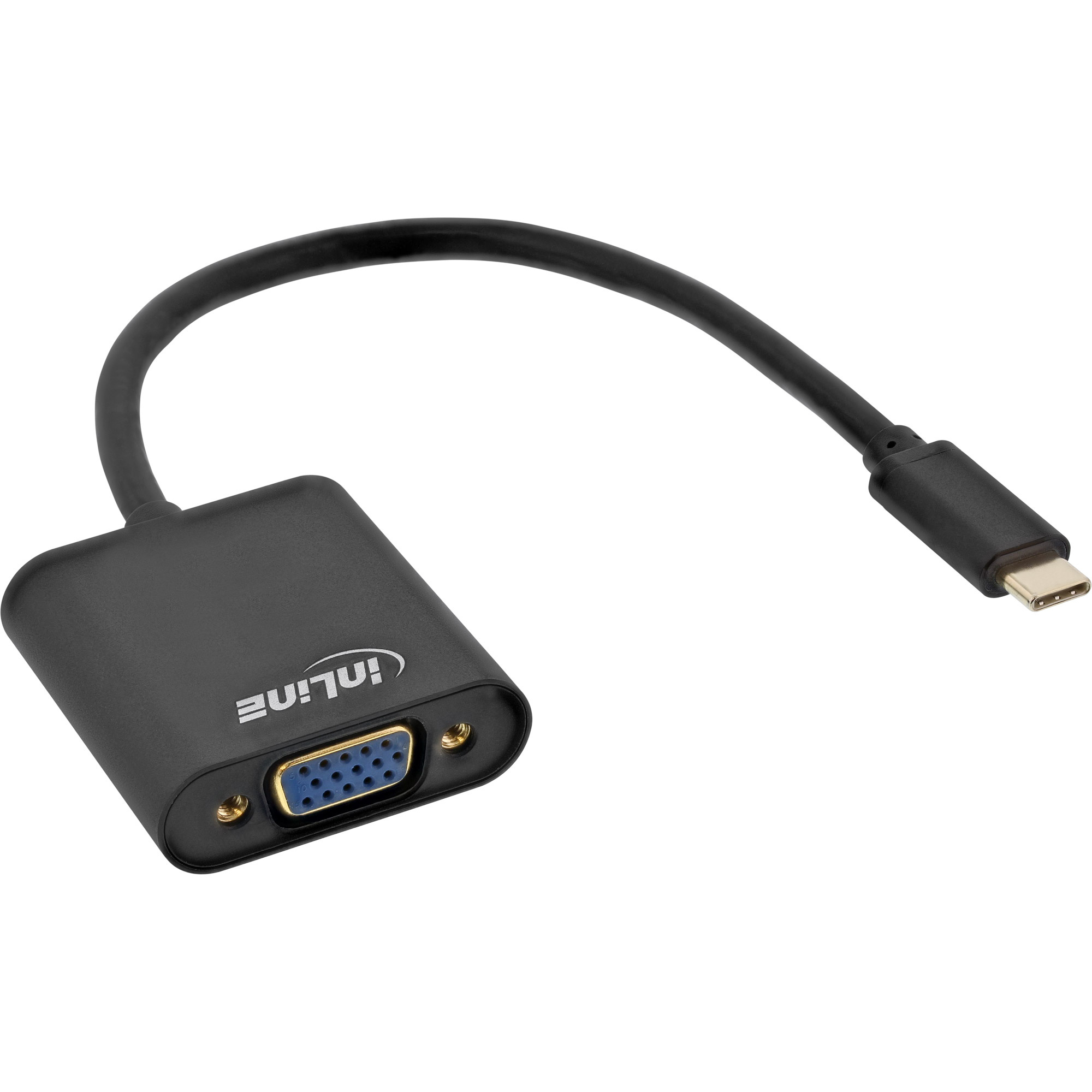 InLine 64104B. Snoerlengte: 0,2 m, Aansluiting 1: USB Type-C, Aansluiting 2: VGA (D-Sub)