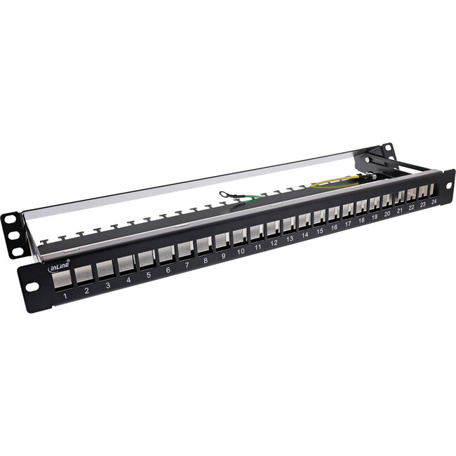 InLine® Blank Patch Panel with pull-out 19" 24 Port 1U black RAL9005