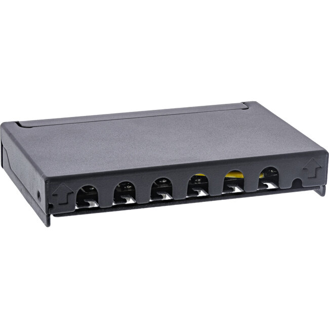 InLine® Patch panel Cat.6A 0.5U 6-port, for table/wall/rail, with dust protection, black