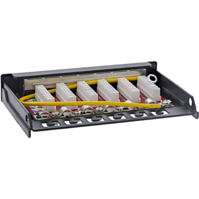 InLine® Patch panel Cat.6A 0.5U 6-port, for table/wall/rail, with dust protection, black