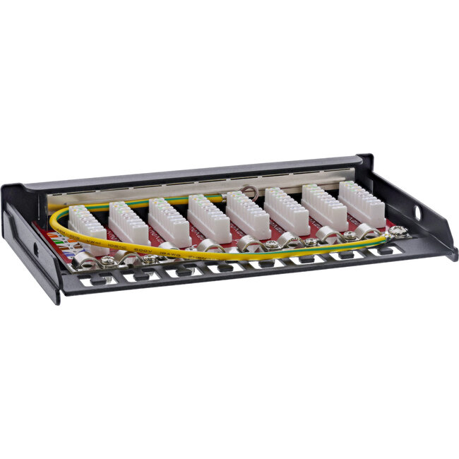 InLine® Patch panel Cat.6A 0.5U 8-port, for table/wall/rail, with dust protection, black