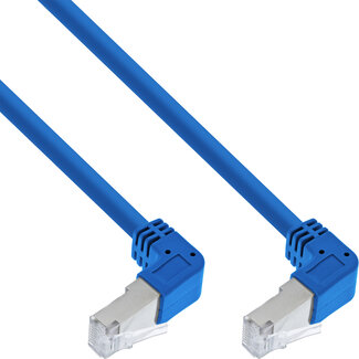 InLine® InLine® Patch cable two side down angled, S/FTP (PiMf), Cat.6, 250MHz, PVC, copper, blue, 3.43m