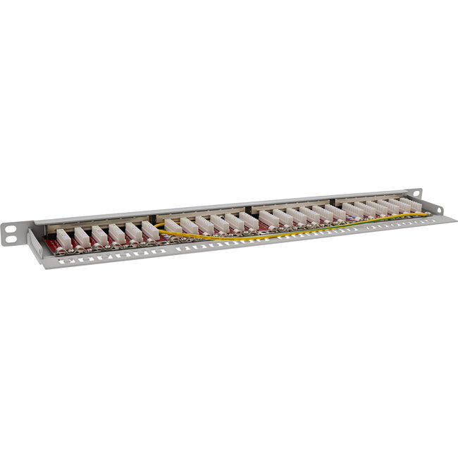 InLine® 19" patch panel Cat.6A 0.5 U 24-port, with dust protection, grey