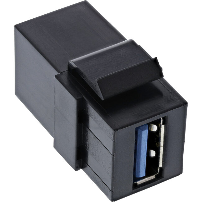 InLine® USB 3.2 Snap-In module, USB-A F/F, 90° angled, black housing