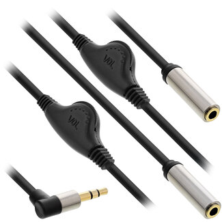 InLine® InLine® Slim Audio Y-Cable 3.5mm M angled to 2x F, with volume control 0.25m