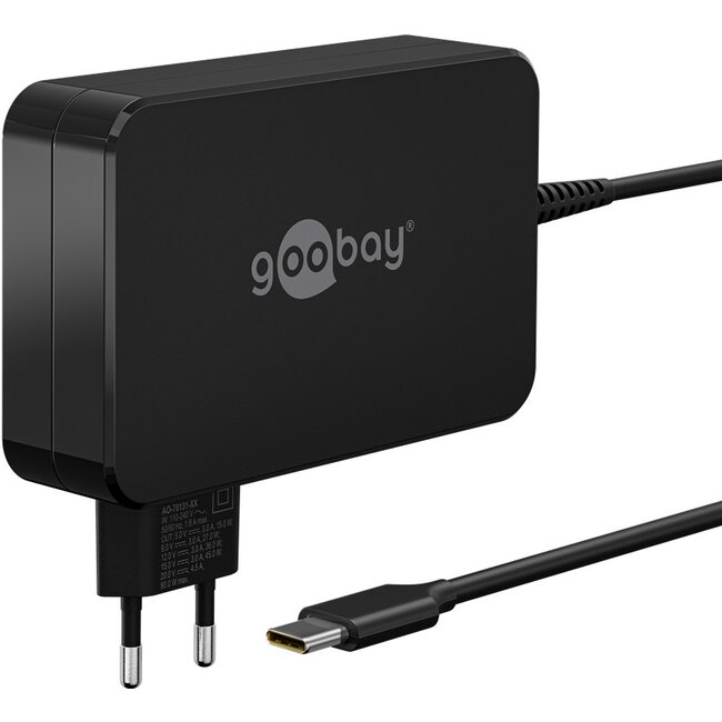 Goobay USB-C™ Charger for Laptops (90 W) Black