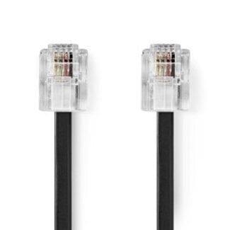 Nedis Telecomkabel | RJ11 Male | RJ11 Male | 2.00 m | Kabel design: Plat | Connectorplating: Goud Verguld | Kabeltype: RJ11 | Zwart