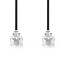 Telecomkabel | RJ11 Male | RJ11 Male | 2.00 m | Kabel design: Plat | Connectorplating: Goud Verguld | Kabeltype: RJ11 | Zwart