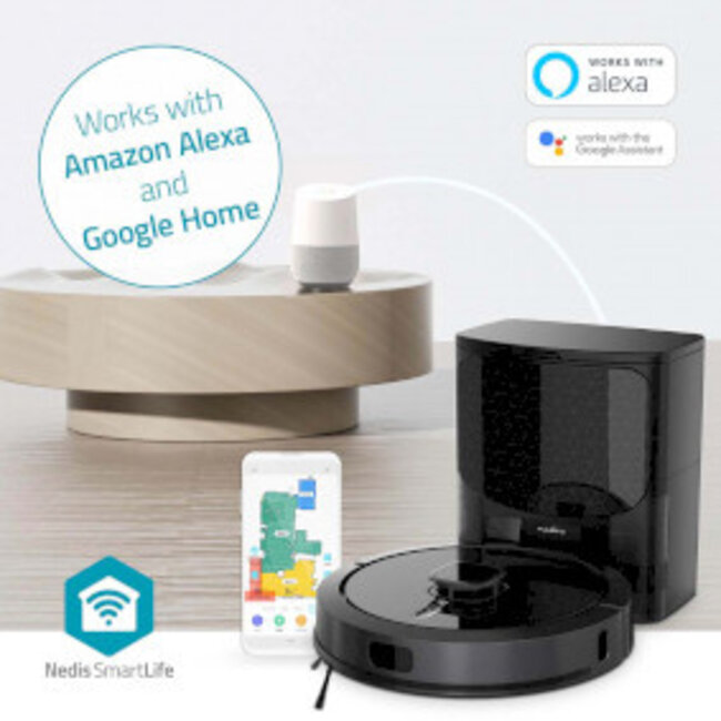 SmartLife Robotstofzuiger | Laser navigatie | Wi-Fi | Capaciteit opvangreservoir: 0.6 l | Automatisch opladen | Maximale gebruiksduur: 240 min | Zwart | Android™ / IOS