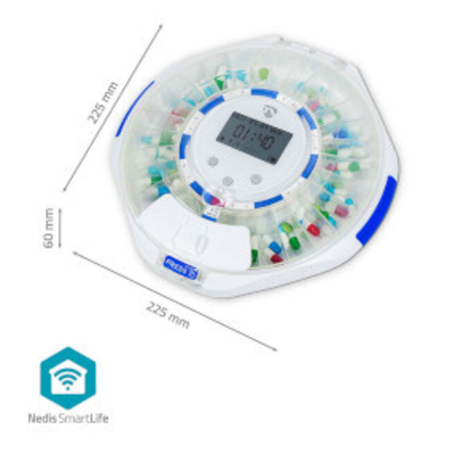 SmartLife Medicijndispenser | Wi-Fi | 28 Compartimenten | Aantal alarmtijden: 9 alarmtijden per dag | Licht / Piep / Stem | LCD scherm | Wit