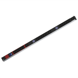 Bachmann BACHMANN BN0500 19" PDU 1HE 18xC13 3xC19, vermogensmeting, aansluiting CEE 3x16A, rood