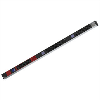 Bachmann BACHMANN BN0500 19" PDU 1HE 18xC13 3x geaard contact, vermogensmeting, aansluiting CEE 3x 16A, rood