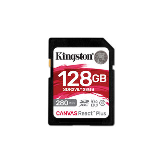 KINGSTON TECHNOLOGY Kingston Technology 128GB Canvas React Plus SDXC UHS-II 280R/100W U3 V60 voor Full HD/4K