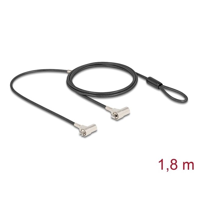 Navilock Dual Laptop Security Cable with Key Lock for Kensington slot 3 x 7 mm and Noble Wedge slot 3.2 x 4.5 mm