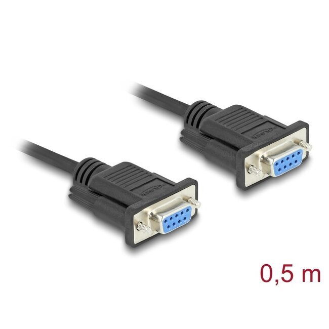 Delock Serial Cable RS-232 D-Sub9 female to female with narrow plug housing 0.5 m