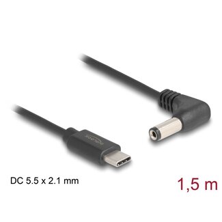 DeLOCK Delock USB Type-C™ Power Cable to DC 5.5 x 2.1 mm male angled 1.5 m