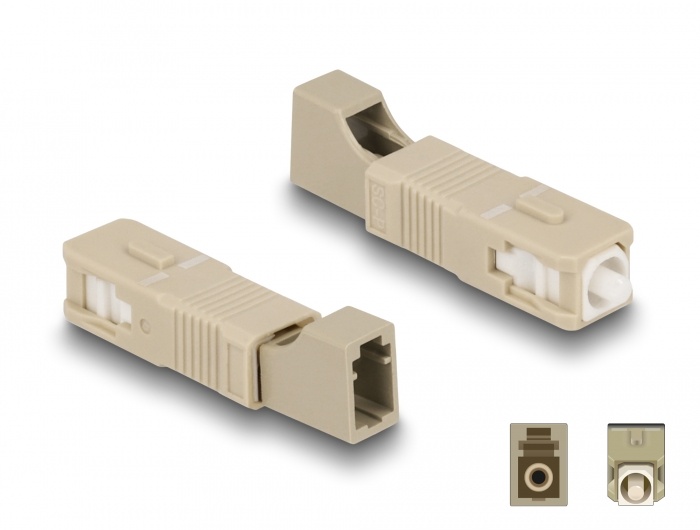 Delock Optical Fiber Hybrid Coupler SC Simplex male to LC Simplex female beige |