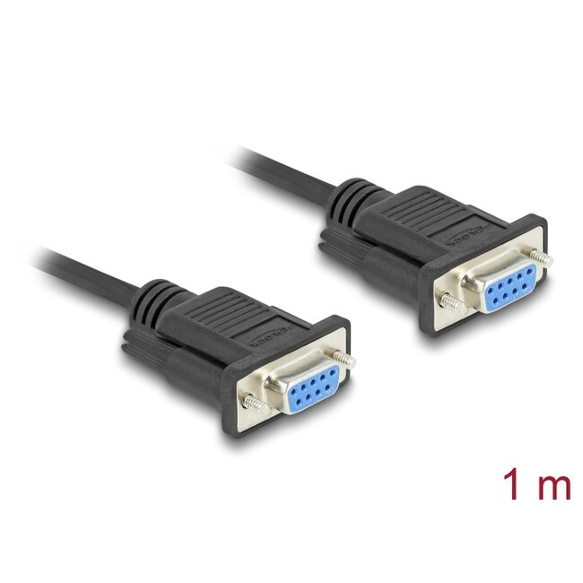 Delock Serial Cable RS-232 D-Sub9 female to female with narrow plug housing 1 m