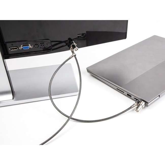 Navilock Dual Laptop Security Cable with Key Lock for two Kensington slots 3 x 7 mm