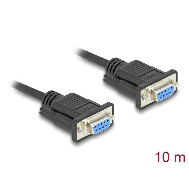 Delock Serial Cable RS-232 D-Sub9 female to female with narrow plug housing 10 m
