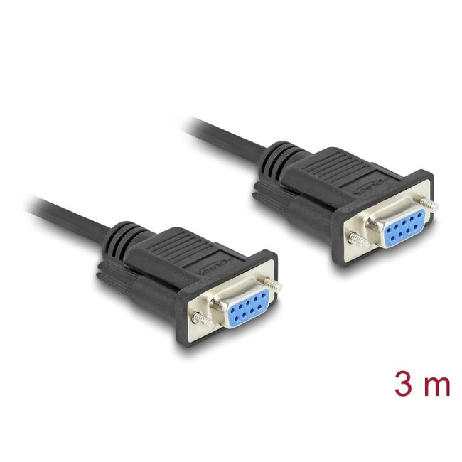 Delock Serial Cable RS-232 D-Sub9 female to female with narrow plug housing 3 m
