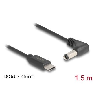 DeLOCK Delock USB Type-C™ Power Cable to DC 5.5 x 2.5 mm male angled 1.5 m