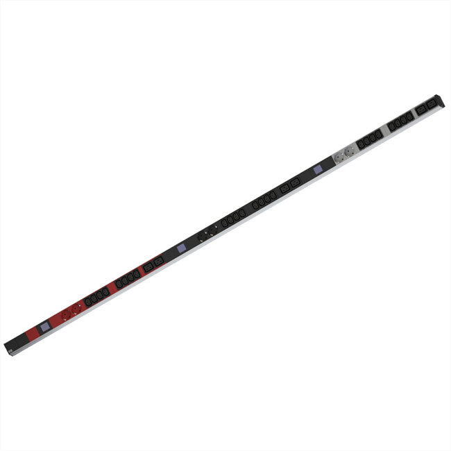 BACHMANN BN0500 19" PDU 1HE 24xC13 6xC19, 6x geaard contact, vermogensmeting, aansluiting CEE 3x 16A, rood