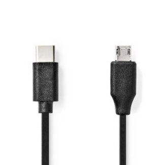 Nedis USB-Kabel | USB 2.0 | USB-C™ Male | USB Micro-B Male | 60 W | 480 Mbps | Vernikkeld | 1.00 m | Rond | PVC | Zwart | Label