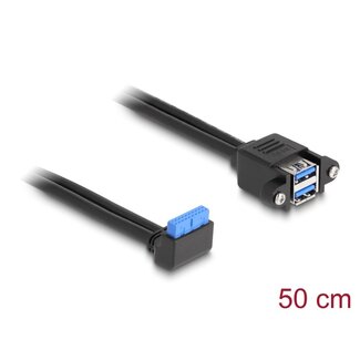 DeLOCK Delock Cable USB 5 Gbps pin header female 90° angled to 2 x USB 5 Gbps Type-A female for built-in 50 cm
