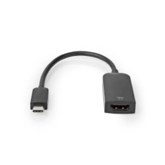 Nedis USB-C™ Adapter | USB 3.2 Gen 1 | USB-C™ Male | HDMI™ Female | 4K@60Hz | 0.20 m | Rond | Vernikkeld | PVC | Zwart | Doos