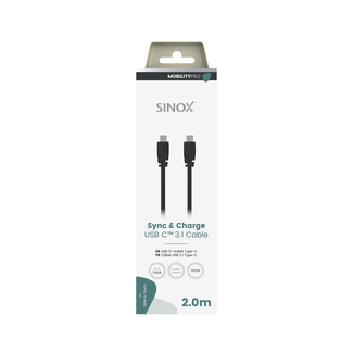 Sinox Sinox MOBILITY PRO - Aansluitkabel USB-C - USB-C (v3.1) 2 mtr. (zwart)