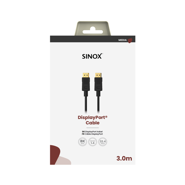 Sinox MEDIA SELECT - Aansluitkabel DisplayPort 1.4 3 mtr.