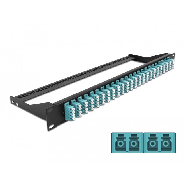 Delock 19″ Fibre Patch Panel 24 port LC Quad aqua