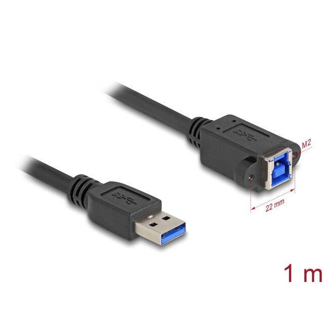 Delock USB 5 Gbps Cable USB Type-A male to USB Type-B female for installation 1 m black