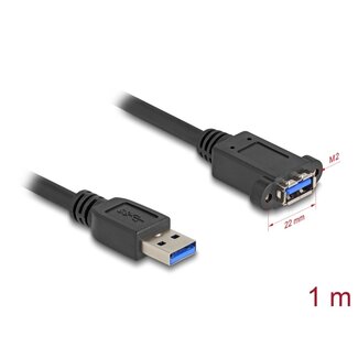 DeLOCK Delock USB 5 Gbps Cable USB Type-A male to USB Type-A female for installation 1 m black