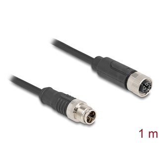 DeLOCK Delock M12 Cable X-coded 8 pin male to female PVC 1 m