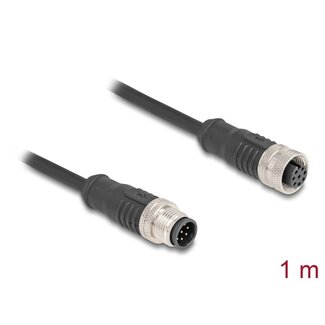 DeLOCK Delock M12 Cable A-coded 8 pin male to female PVC 1 m