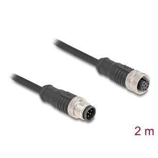 DeLOCK Delock M12 Cable A-coded 8 pin male to female PVC 2 m