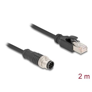 DeLOCK Delock M12 Cable A-coded 8 pin male to RJ45 male PVC 2 m
