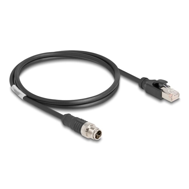 Delock M12 Cable X-coded 8 pin male to RJ45 male PVC 1 m