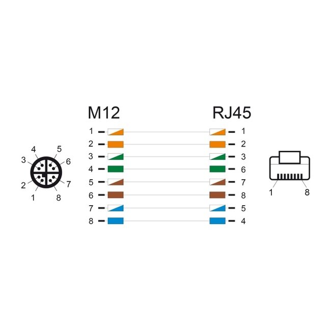Delock M12 Cable X-coded 8 pin male to RJ45 male PVC 1 m