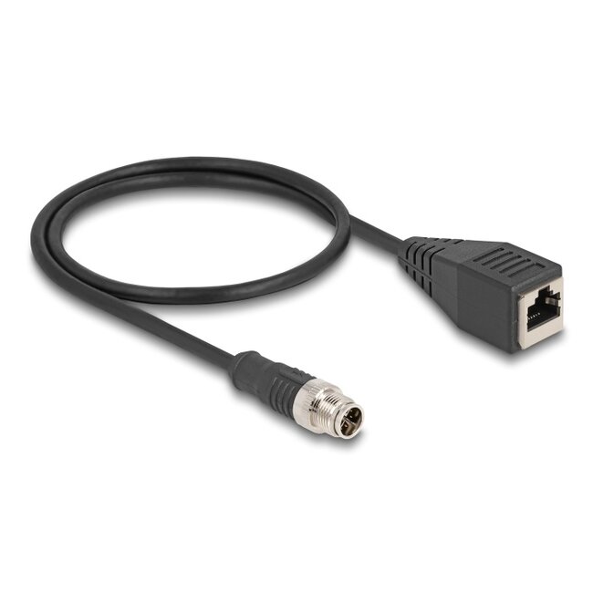 Delock M12 Cable X-coded 8 pin male to RJ45 female PVC 0.5 m