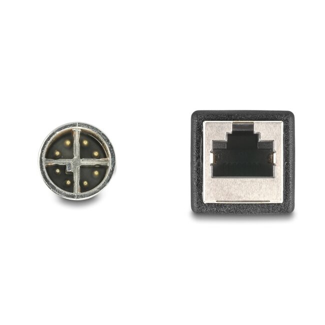 Delock M12 Cable X-coded 8 pin male to RJ45 female PVC 0.5 m